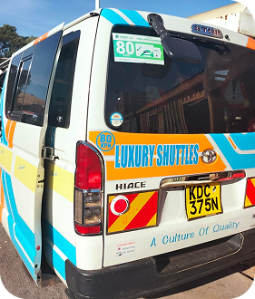 Rear view of Luxury Shuttles vehicle